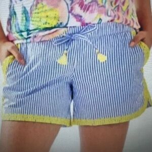 New Lilly Pulitzer Katia Shorts Blue Peri Swizzle Stripe L